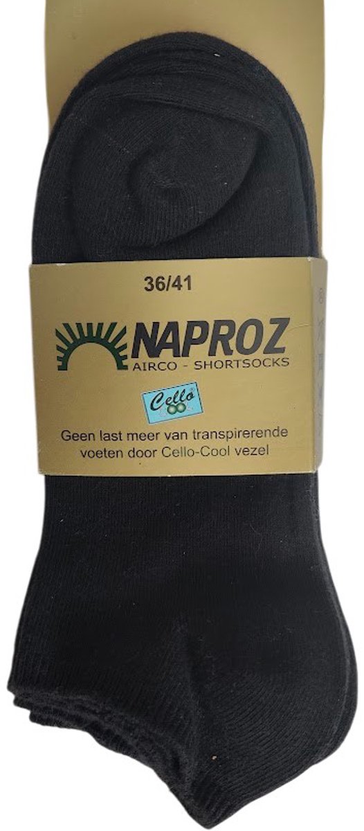 Naproz - Airco Shortsocks - voordeelset 3 paar - Zwart - maat 36-41