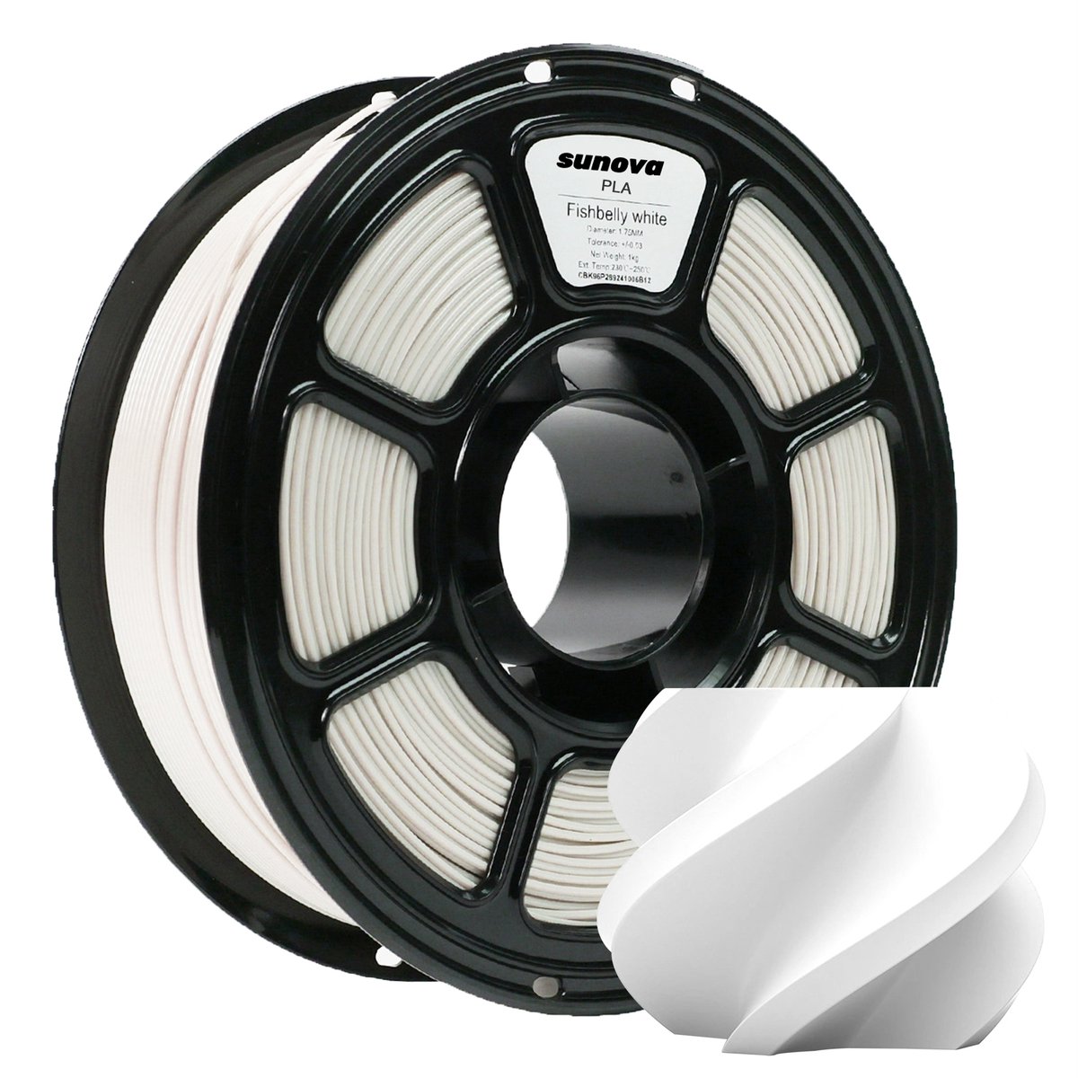 Sunova PLA 3D Printer Filament – 1KG PLA Spool – 1.75 mm – ±0.02mm Precisie – Sterke Laaghechting – Milieuvriendelijke – Wit