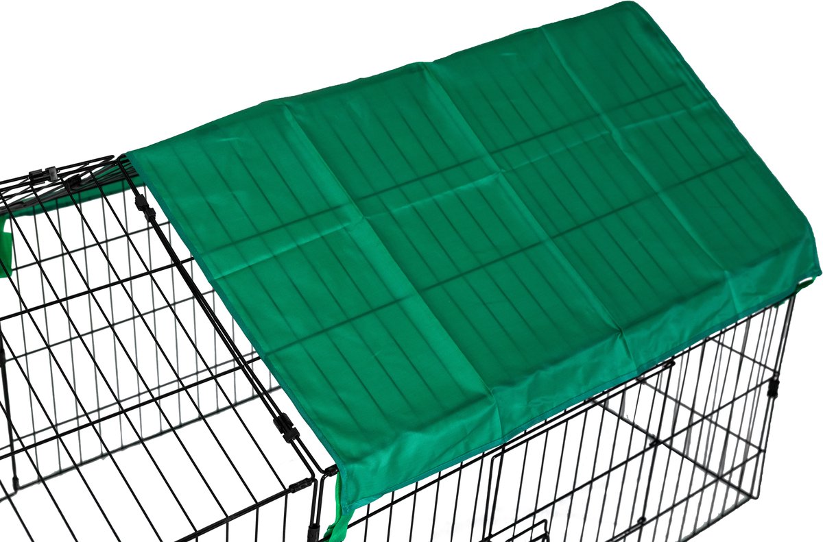 Qoozi Pet Konijnenren – 220x85x103 cm – Met Afdekzeil (Oxford 190T, Groen) – Opvouwbare Dierenren voor Buiten – Stevig & Weerbestendig – QZ1121536 thumbnail 3