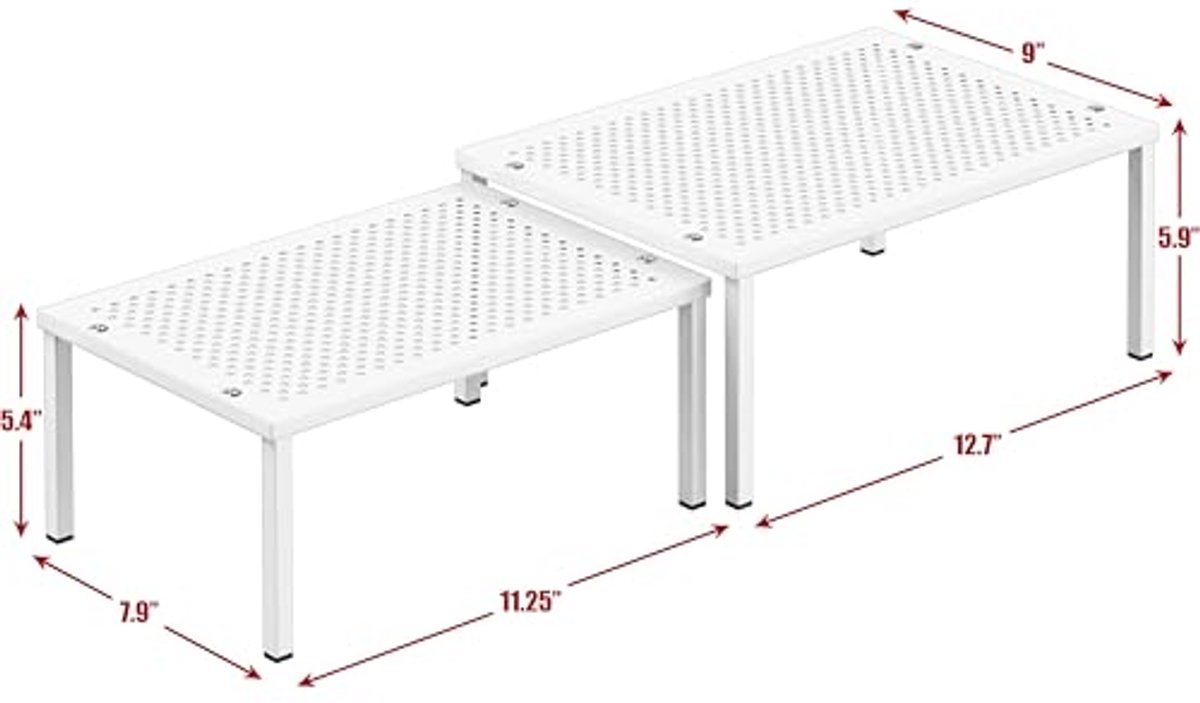 Uitbreidbaar en Stapelbaar Keukenkast en Counter Shelf Organizer, Wit