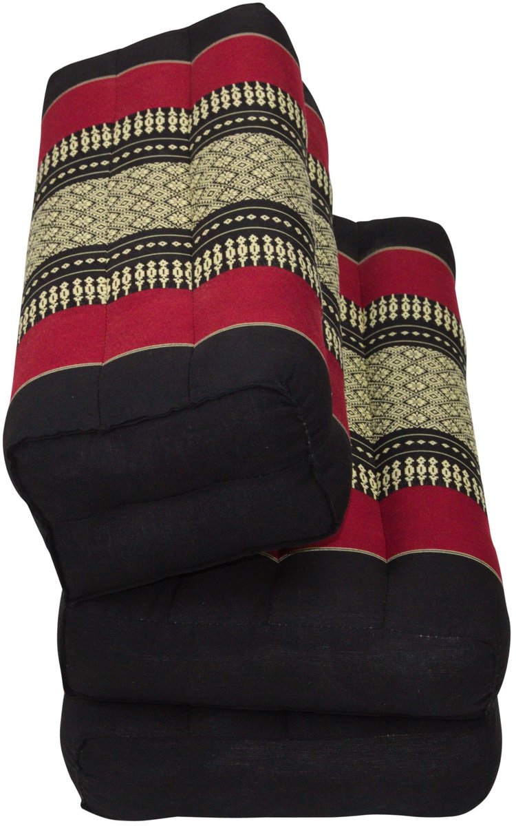 Fine Asianliving Thais Kussen Meditatie Mat Yoga Blok Uitklapbaar 50x75x12cm Kapok Rood Meditatie Mat Matras