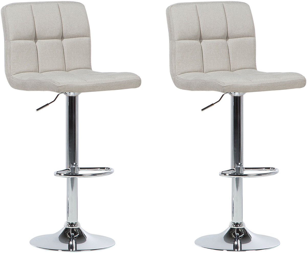 MARION - Barkruk verstelbaar - Lichtbeige - Polyester