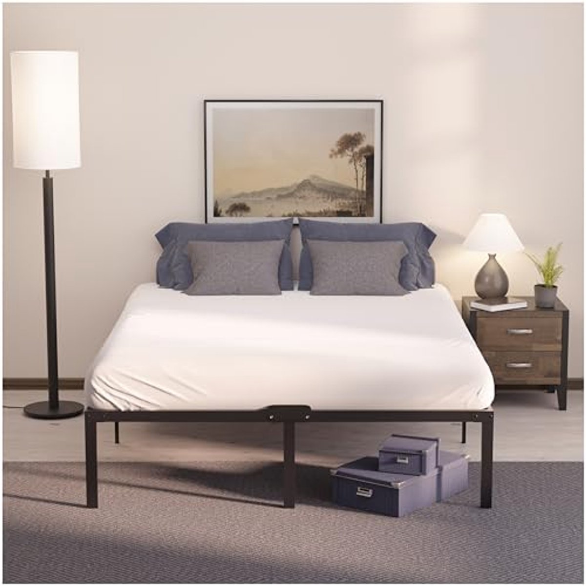 Metalen Bed 140x200 Met Lattenbodem - Stabiel en Eenvoudig Monteerbaar Bedframe - Veel Opbergruimte - Hoogte 45 cm