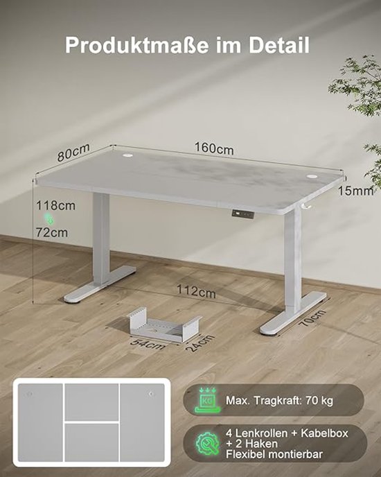 Elektrisch Hoog Laag Bureau - Hoogte Verstelbaar - Ergonomisch – De Vries Meubels