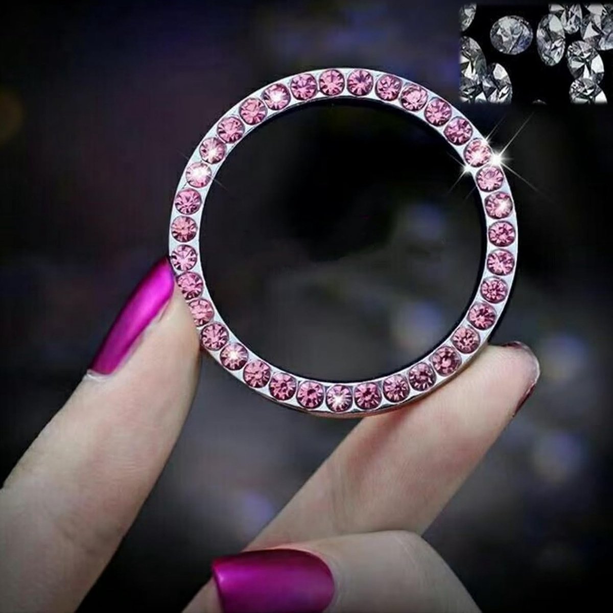 auto decoratie - Auto-accessoires set - 7 Stuks glinsterende decoratieset - bling-stuurhoes - gordelhoes - decoratieve auto - decoratie voor auto - Fonkelende diamantdecoratie - Auto-interieur - schattige complete interieurset - Roze – foto 5