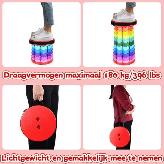 1 stuk - Telescopische kruk voor buiten - Verstelbare regenboog telescopische kruk - Viskruk - Telescopische opvouwbare kruk voor treinwachtrij - Regenboogkleur — afbeelding 2