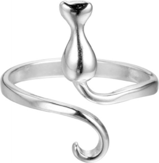 Zilveren- poes- kat - ring- Verstelbaar