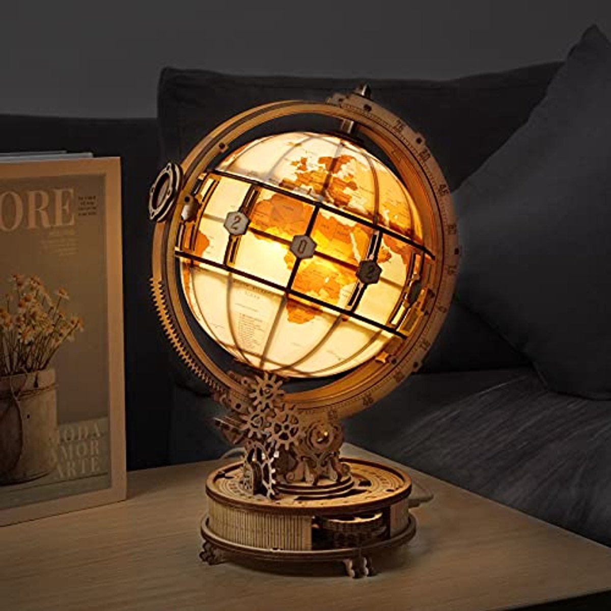 3D Houten Puzzels Lichtgevende Globe Bouwpakket voor Volwassenen