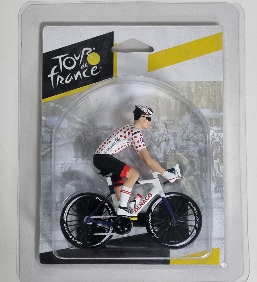 Miniature Cycliste TOUR DE FRANCE maillot blanc à pois rouge SOLIDO Miniature Cycliste TOUR DE FRANCE maillot blanc à pois rouge SOLIDO