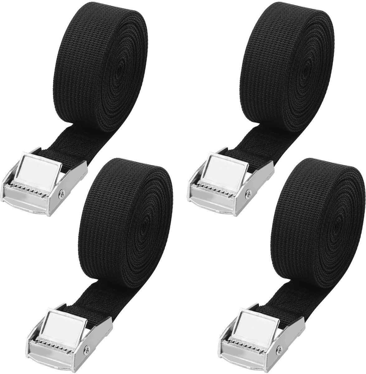 4 Spanbanden - Met klemgesp en 250 kg draagkracht - Voor transport, auto en camping - 3m x 2,5cm