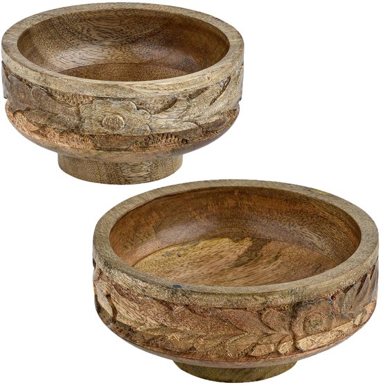 Meinposten Houten schaal mango houten schaal decoschaal broodschaal tafeldecoratie mangohout 30 cm