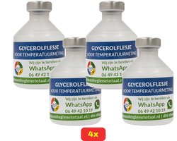 Glycerolflesje voor temperatuurmeting – Hygiënisch en nauwkeurig – Voor koeling & vriezer - 4x1 voordeelverpakking