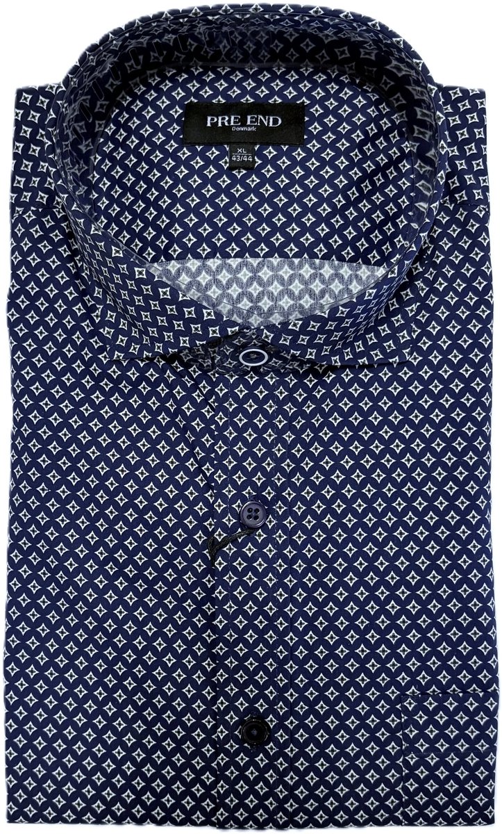 Pre End Overhemd - Lange mouw - Regular fit - Donkerblauw - Maat L