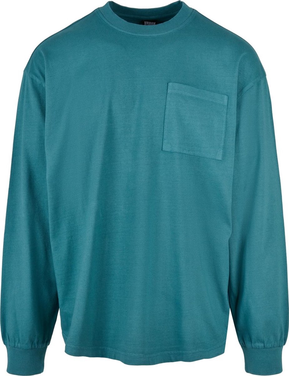 Urban Classics Pigment Dyed Pocket Longsleeve shirt M Blauw