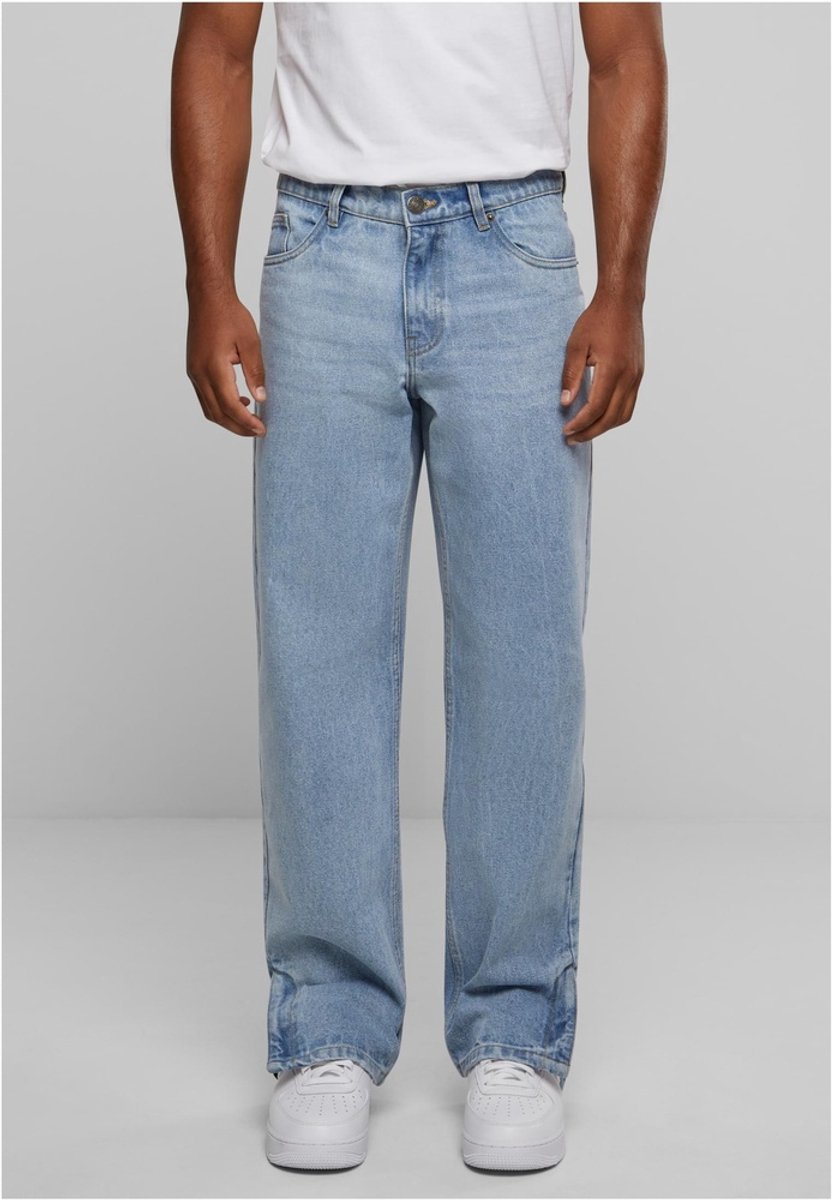Urban Classics Heavy Ounce Zipped Jeans Broek rechte pijpen Taille 34 inch Blauw