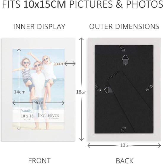 Xpieoyrm Set van 4 fotolijsten wit 10 x 215 cm met standaard, 6 inch