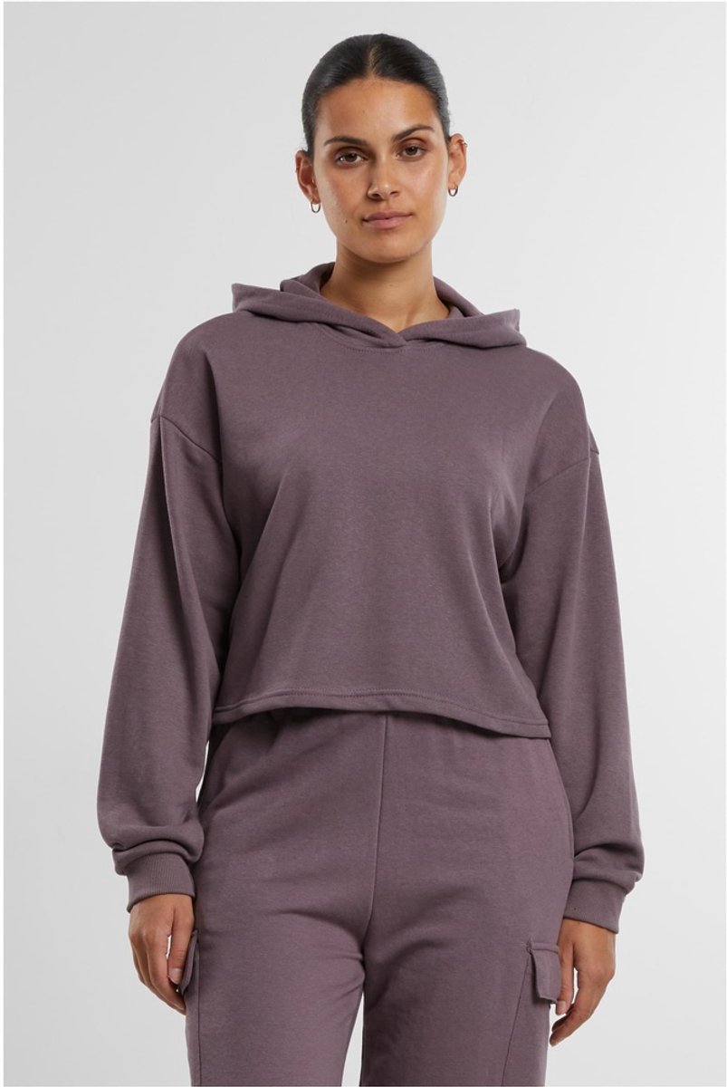 Urban Classics Oversized Light Terry Crop Hoodie L Paars