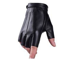 Vingerloze autohandschoenen, PU kunstleer, outdoor sport handschoenen met halve vingers, geschikt voor heren, dames en tieners, fitness antislip, autorijden en fietsen, autohandschoenen, 1 paar