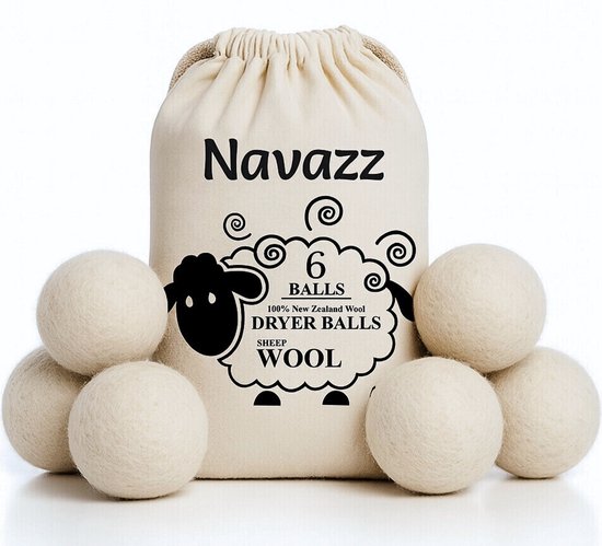 Foto: Navazz drogerballen 6 xl droogballen 100 schapenwol herbruikbare wasdrogerballen wasbollen verkorte droogtijd energiebesparend