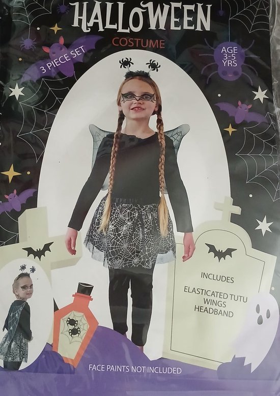 Halloween kostuum (TUTU, Vleugels, Haardiadeem *3-5 JAAR*