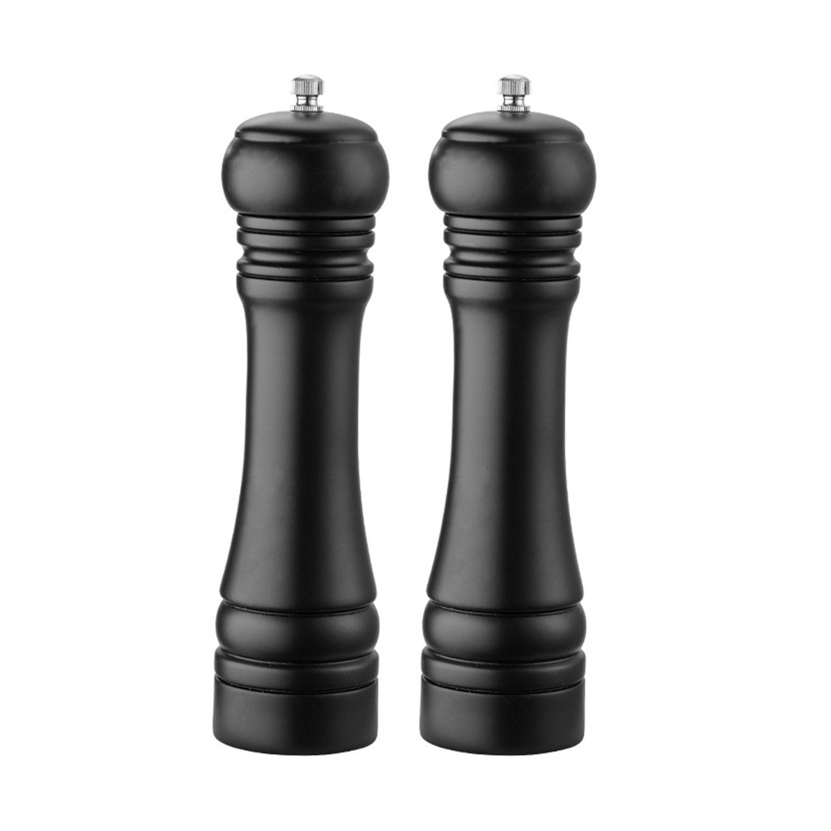 Peysaitr - Houten Kruidenmolens Set - Peper- en Zoutmolen - Handmatige Kruidenslijper - Instelbare maalgraad - Zwart - 21,5 cm - 2 stuks