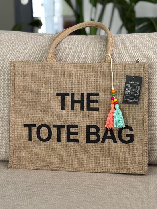 Sac Femme - Le Tote Bag - Lin - Marron avec lettrage noir - Extra Flos - 42 x 32 cm.