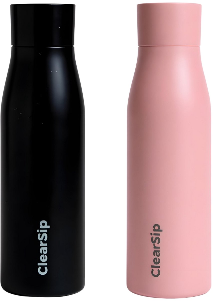 ClearSip Slimme Waterfles - UV-C Zelfreinigend - Drinkherinnering & Temperatuurweergave - Anti-slip - Thermosfles - 750 ML - Zwart, Roze