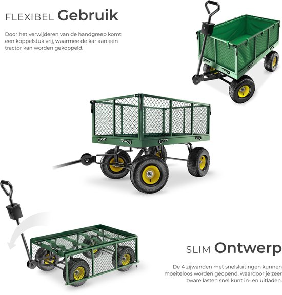 tectake®- Heavy Duty bolderwagen - Transportkar XXL - Opvouwbaar, gevoerde handgreep - Draagvermogen 550 kg - Koppeling voor opzetstukken - Ideaal voor tuinieren of kamperen van Merkloos	 — afbeelding 3