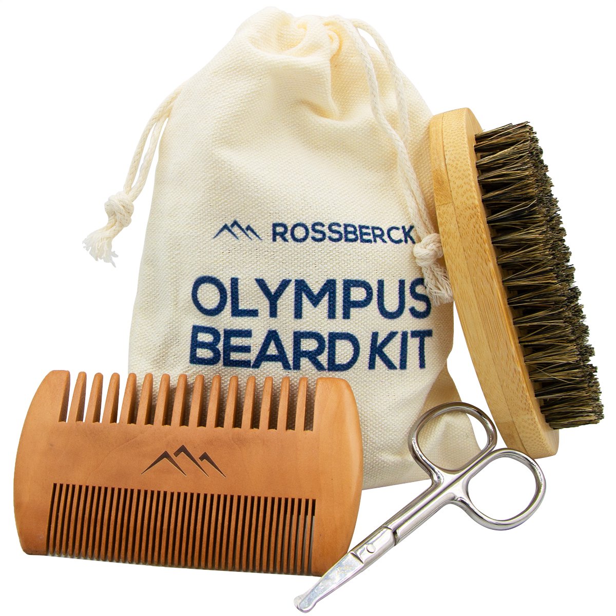 Rossberck Baardverzorging Set - Beard Kit - Baardkam - Baardborstel - Neushaarschaartje - Bamboe