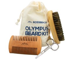 Rossberck Baardverzorging Set - Beard Kit - Baardkam - Baardborstel - Neushaarschaartje - Bamboe