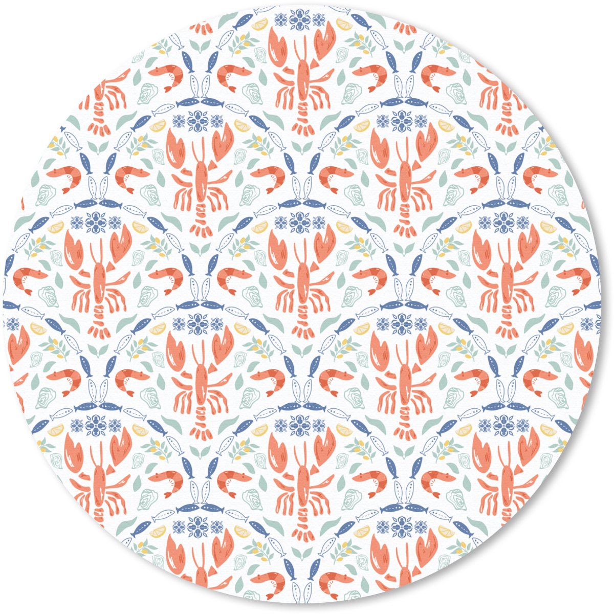 Muismat rond 40x40 cm - Mousepad Sfeer - Oranje - Blauw - Groen - Ronde muismatten