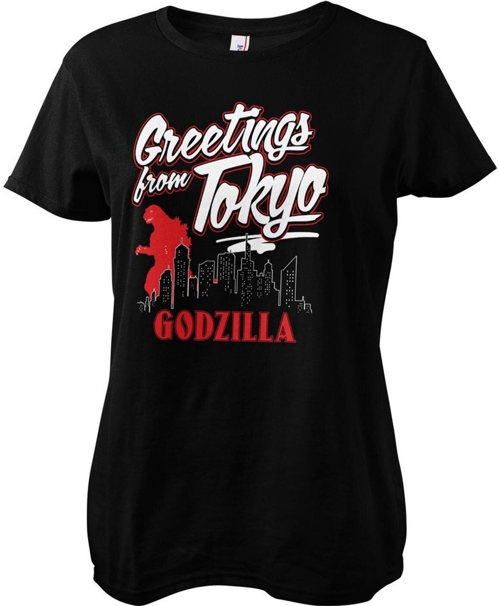 Godzilla Greetings From Tokyo Girly T-shirt voor dames, zwart