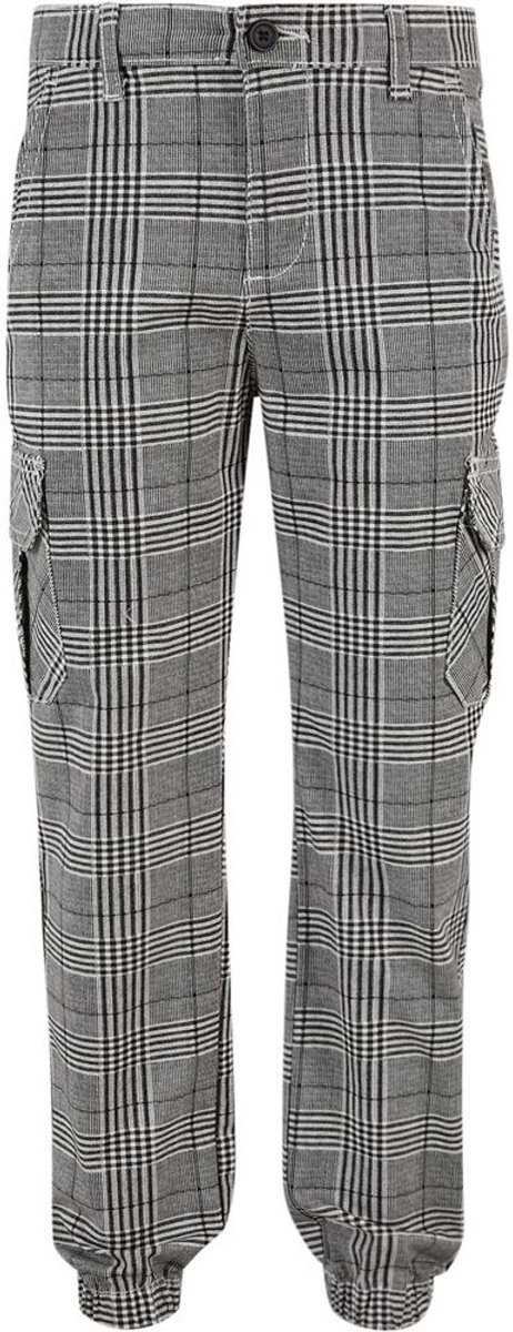 Urban Classics AOP Glencheck Jog Kinder Cargobroek Kids 158/164 Zwart