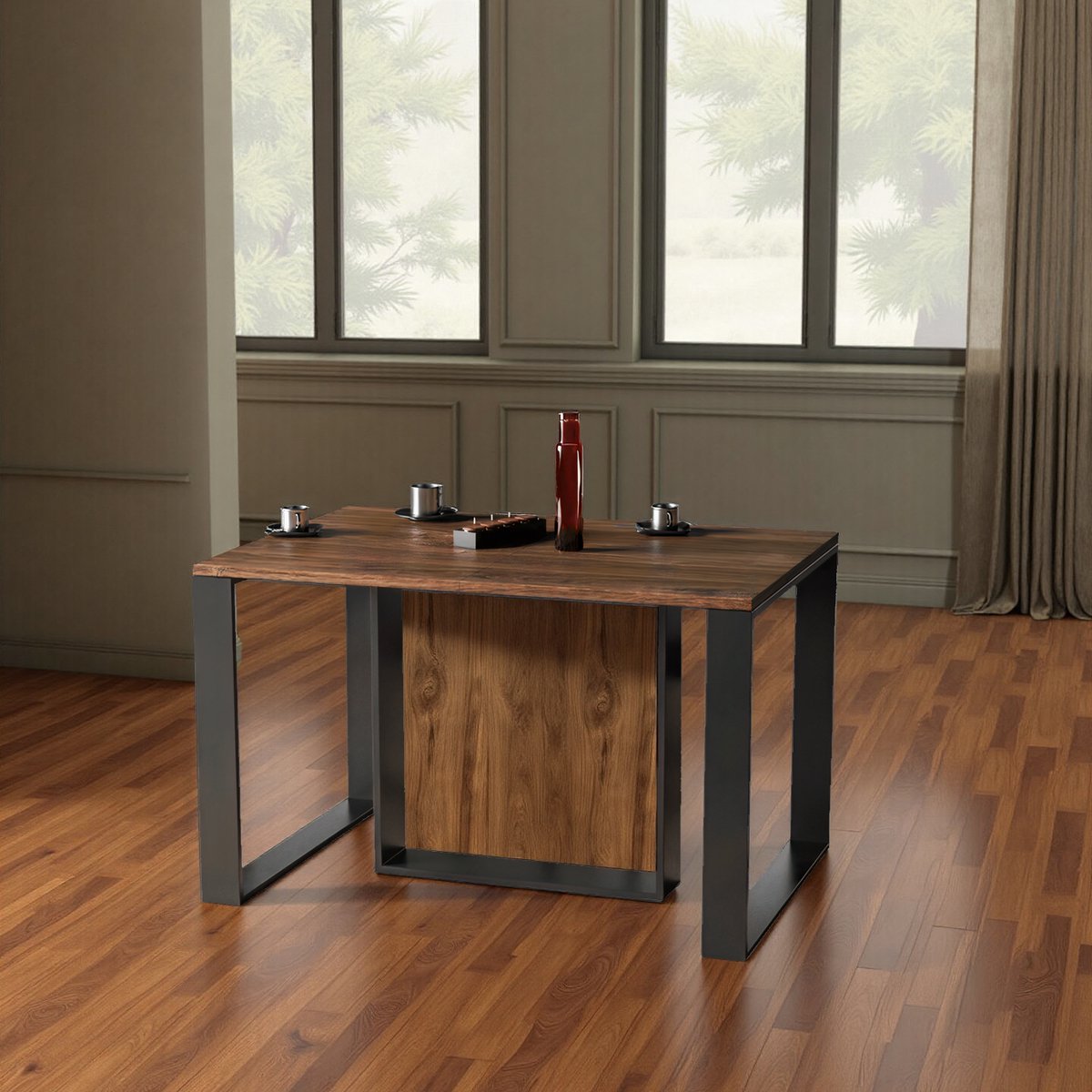 Herouville Uitschuifbare Eettafel – Stirling Eiken – Rechthoekig – 12 Personen – Hout & Fineer – Luxe & Robuust Design voor Eetkamer en Keuken ganeey