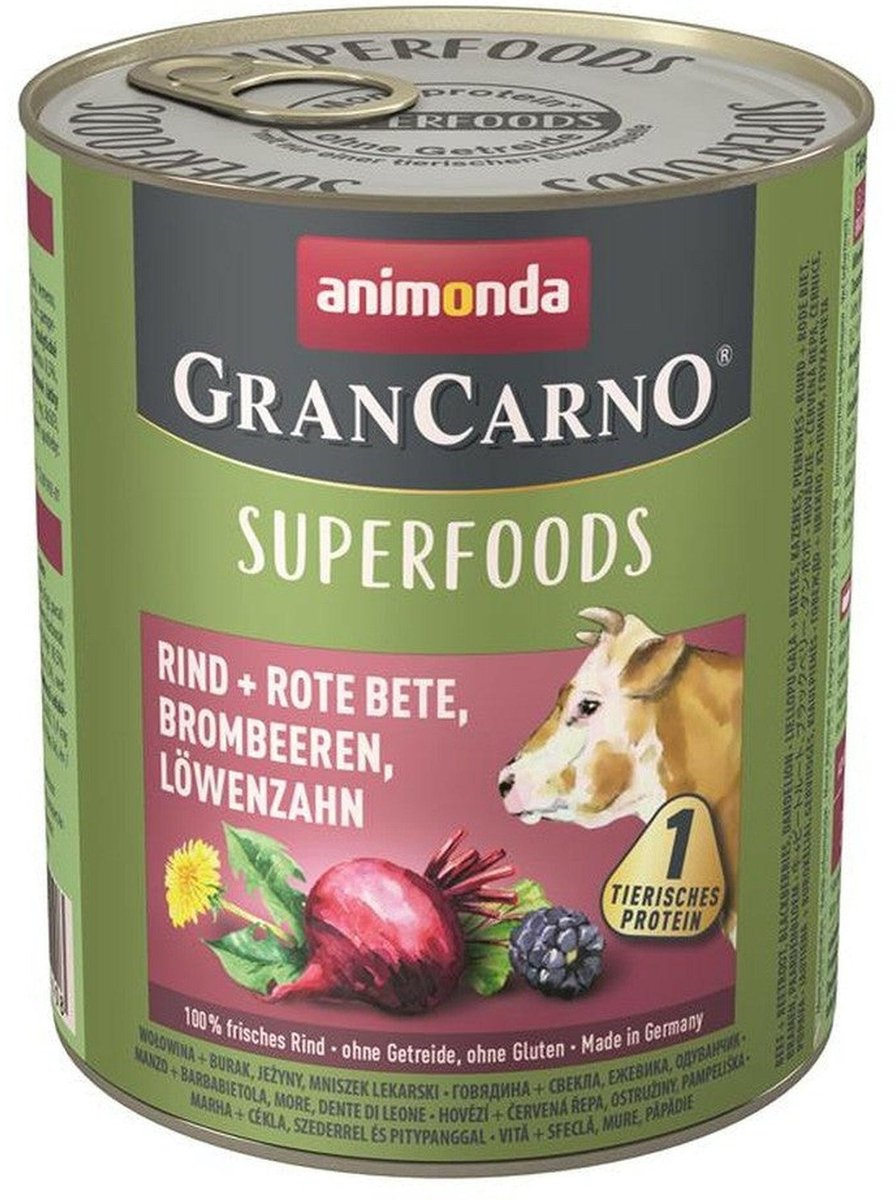Animonda Animonda hondenblik GranCarno Adult Superfood 6x800g - rund + rode biet