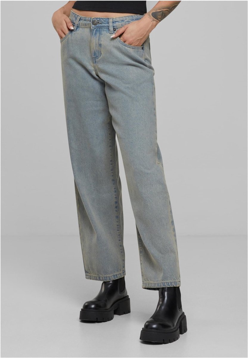Urban Classics Mid Waist 90´s jeans Wijde broek Taille 32 inch Blauw