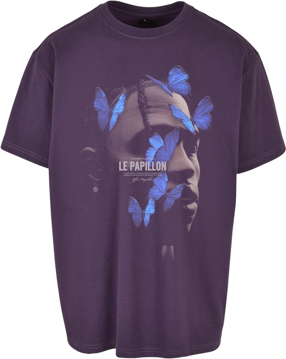 Mister Tee Le Papillon Oversize Heren T-shirt M Paars