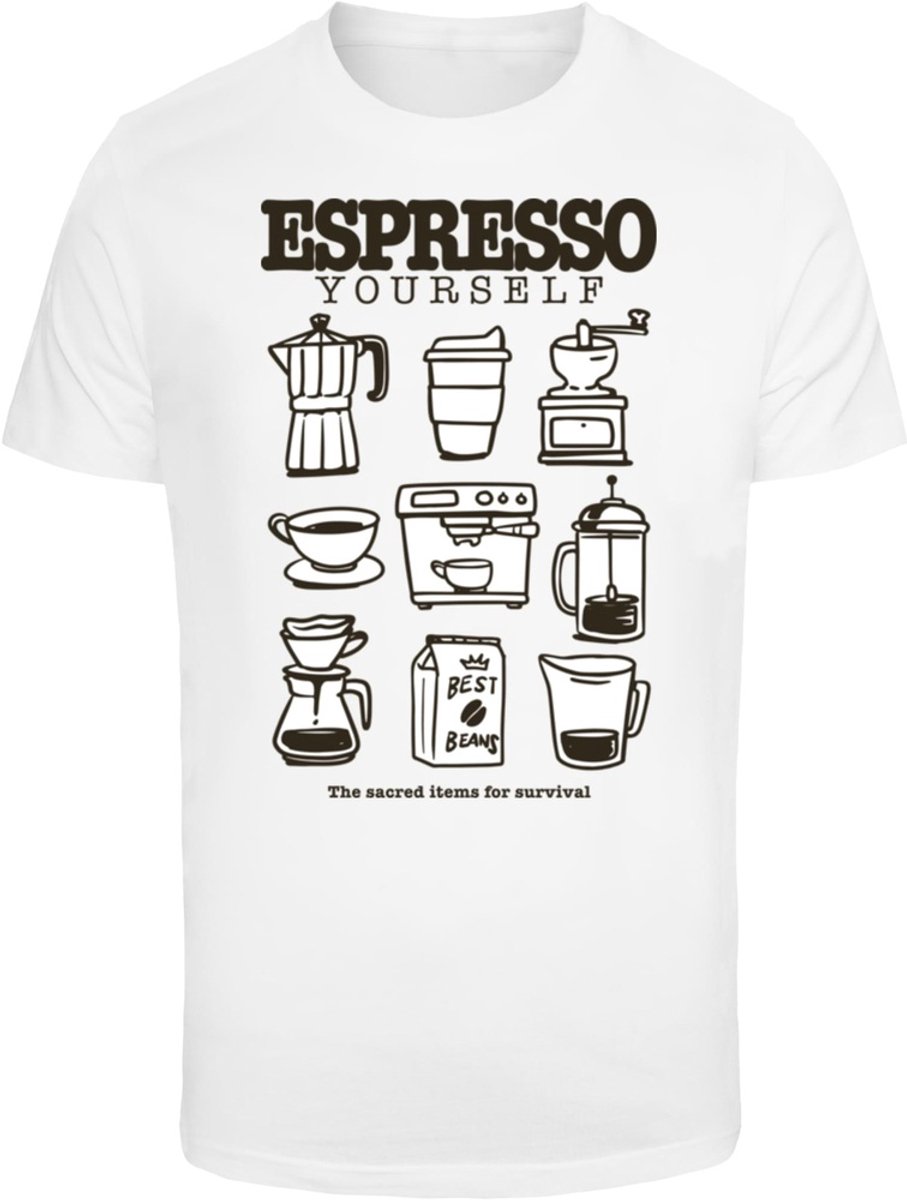 Mister Tee T-Shirt Espresso Yourself Coffee -XL Wit