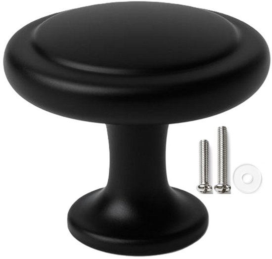 Bouton d'armoire noir (Métal) - Boutons d'armoire d'armoire noir - Boutons de porte pour placard - Bouton de porte noir - Boutons de meuble noir - Boutons de porte noir - Boutons de porte noir - Boutons de tiroir pour portes - vis incluses