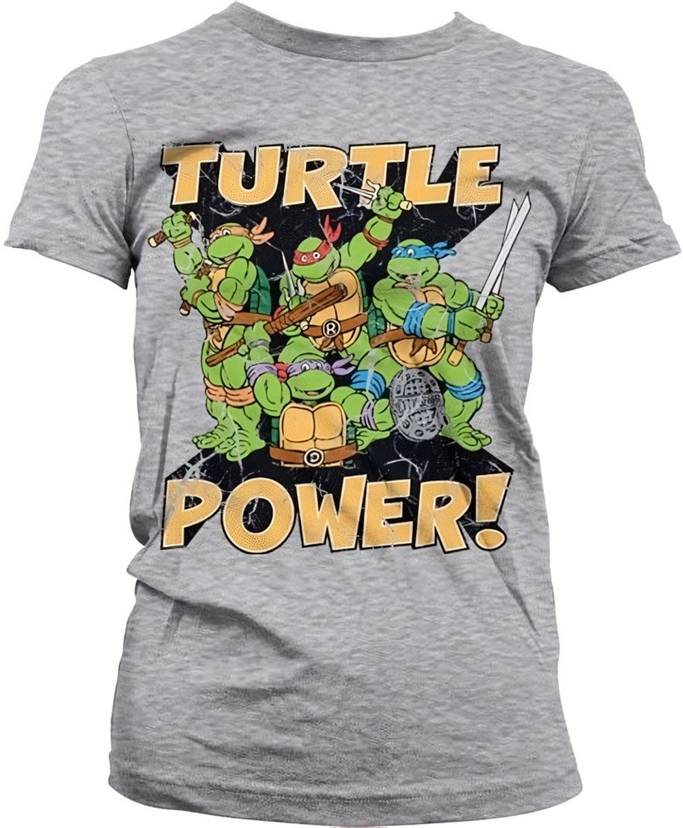 Teenage Mutant Ninja Turtles TMNT Turtle Power! T-shirt voor dames, heathergrijs