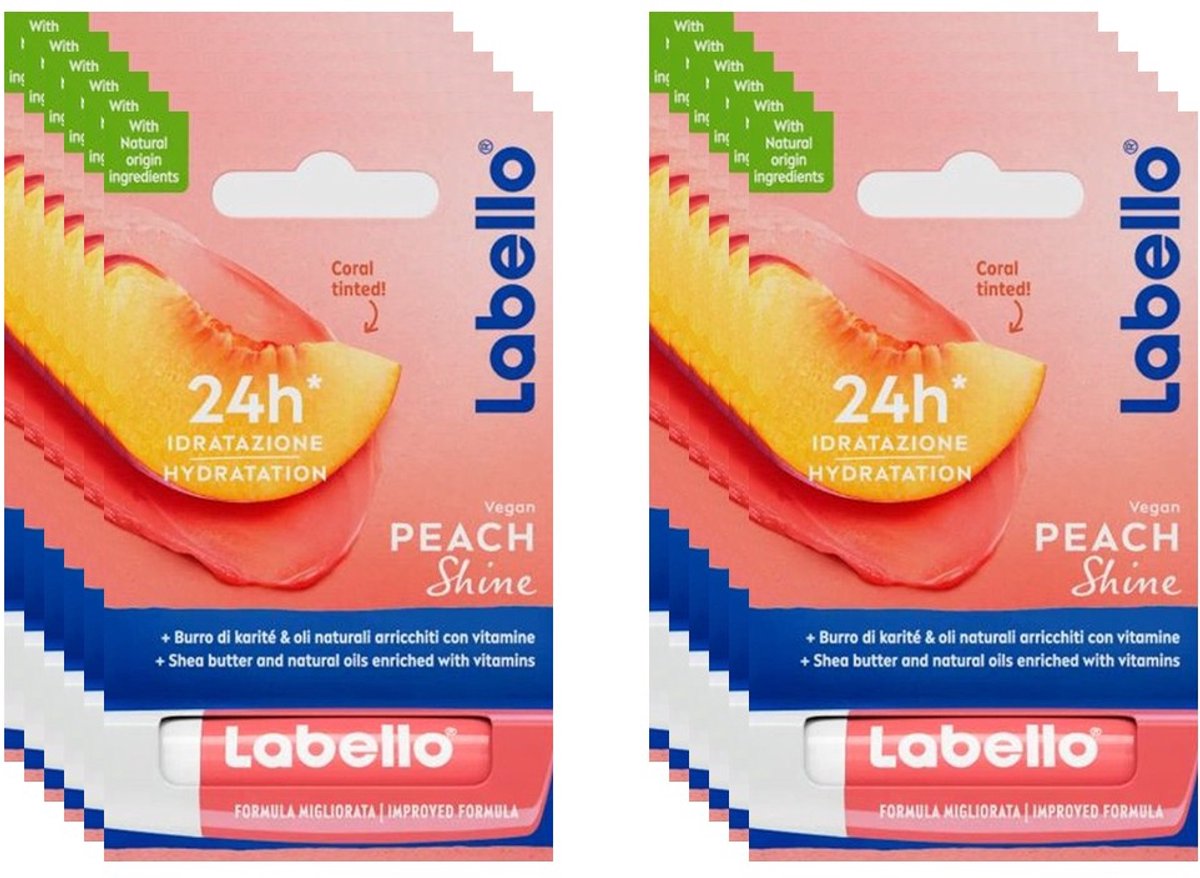 Labello Stick Peach Shine - 10 x 4.8 Gram - Vegan