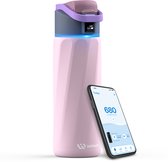 WaterH BOOST - Slimme Waterfles met Herinnering om Water te Drinken & Water Tracker Fles - Dubbelwandige stalen drinkfles - Wijde opening - 710ml - Pink