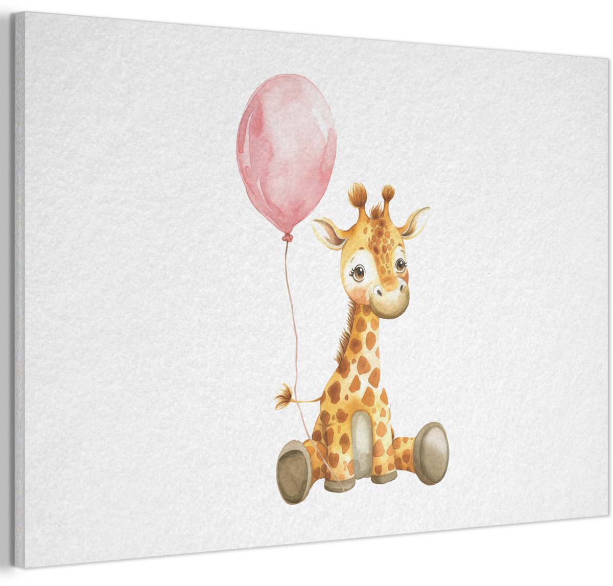 Akoestisch wandpaneel 60x40 cm - Vilt schilderij Giraf - Baby - Dieren - Roze ballon - Akoestische panelen - Geluidsdempende wanddecoratie - Geluidsisolatie woonkamer - Muurdecoratie geluidspanelen