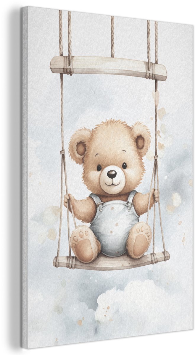 Akoestisch wandpaneel 60x90 cm - Vilt schilderij Beer - Baby - Dier - Kinderen - Akoestische panelen - Geluidsdempende wanddecoratie - Geluidsisolatie woonkamer - Muurdecoratie geluidspanelen