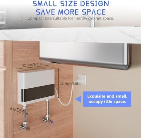 thumbnail: Doorstroomboiler 6000W Elektrisch Met LED Display - Direct Warm Water Voor Keuken, Badkamer En Douche