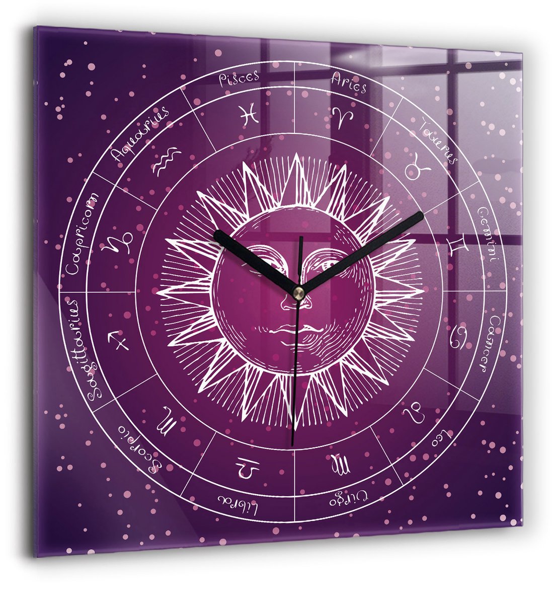 Wallfluent Wandklok - Dierenriemconstellaties Unieke Wandklok - 60 cm x 60 cm - Roze Wandklok - Zwarte Handen - Wandklok zonder cijfers - Stille Wandklok Slaapkamer - Unieke Wandklok - Minimalistische Klok - Decoratieve Wandklok