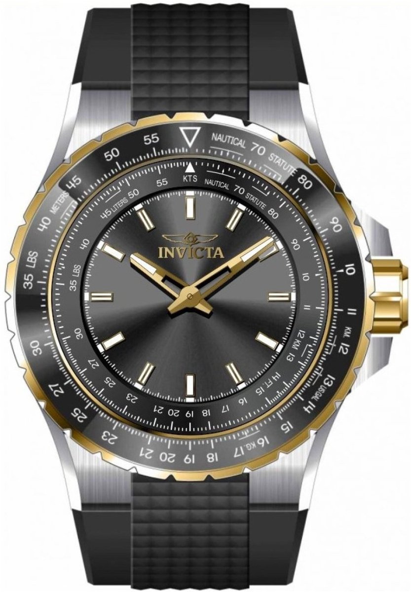 Invicta Aviator 49649 Heren Horloge - Waterdicht - Analoog - Quartz Uurwerk - Roestvrij Staal met grijze Wijzerplaat - 50mm