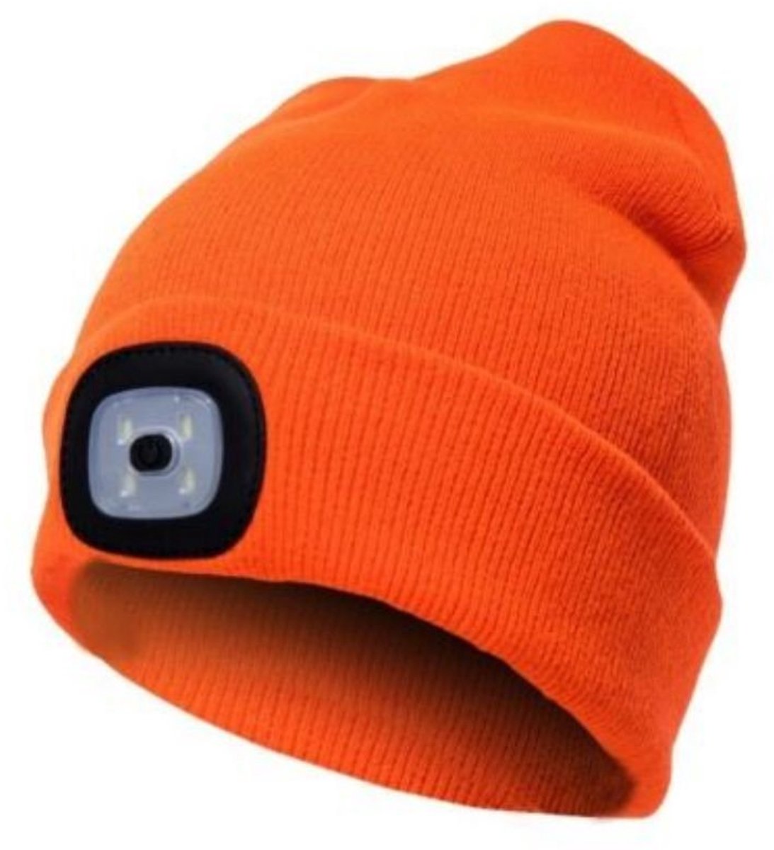 Muts met Led Verlichting - Muts met Licht - Muts met Lichtjes - Oplaadbaar - Warme Muts met Lamp-oranje kleur