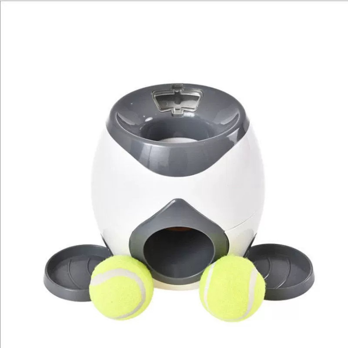 Crrynuo 1 Stuk – Sports Honden Ballenwerper – Tennisballen Hondenspeelgoed – Honden Beloningsmachine – Grijs – Met 2 Ballen