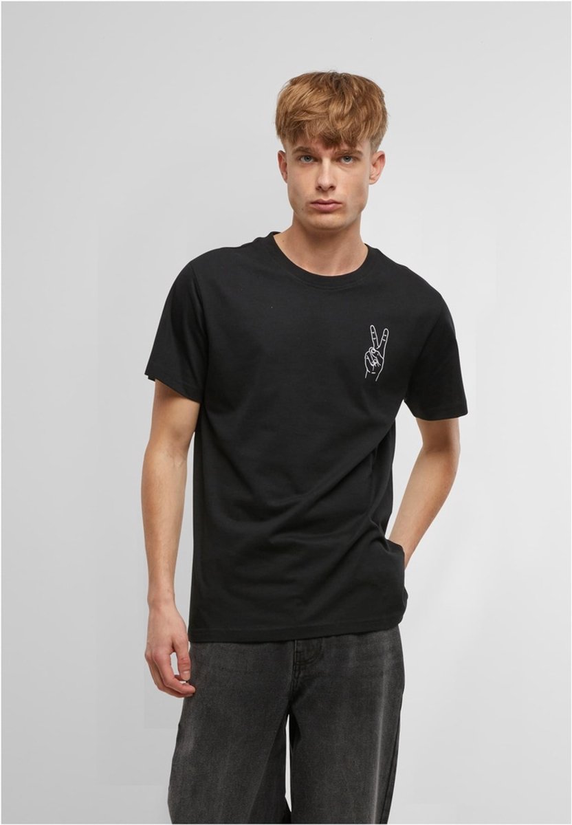 Mister Tee T-shirt Peace Sign EMB Zwart